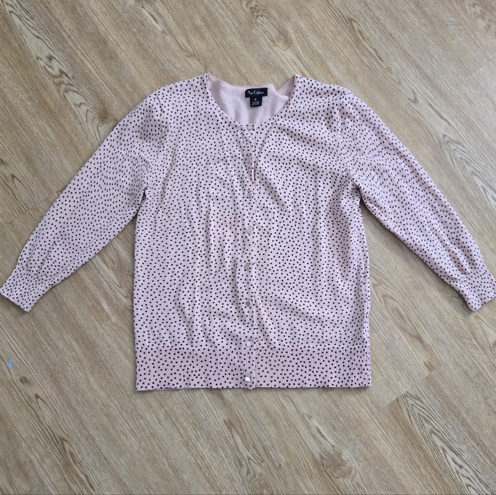 Light Pink Polka Dot Button Down Cardigan